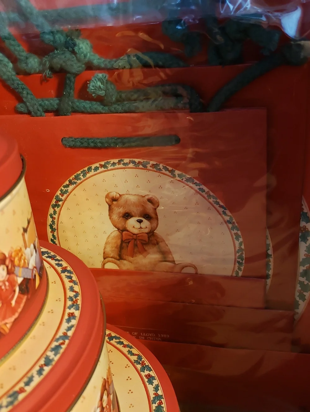 Toy Box Teddy Set Vintage 1989 New Gift Bags Tin Plush Bear Tray House of Lloyd